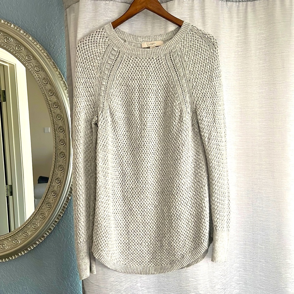 Loft Grey Cable Knit Sweater